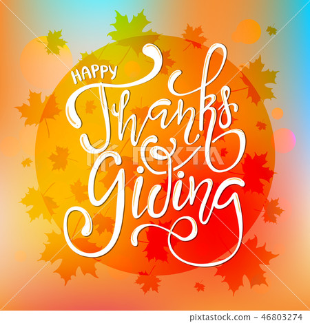 Hand drawn Happy Thanksgiving lettering  poster.  46803274