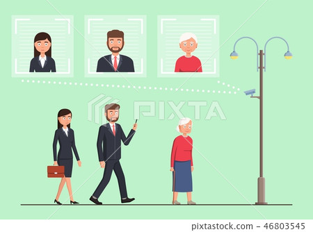 Face recognition concept. Person identification. 46803545