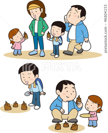 Bamboo shoot hunting family 46804155