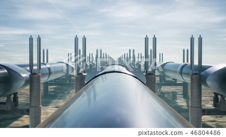 Pipeline transportation oil or natural gas. 3D Rendering Pipeline transportation oil or natural gas. 3D Rendering 46804486