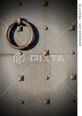 Metal Background - Door with Pyramid Studs Metal Background - Door with Pyramid Studs 46804736