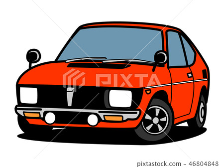 Retro mini car red car illustration 46804848