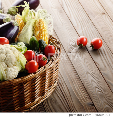 Organic vegetable food ingredients in the basket Organic vegetable food ingredients in the basket 46804995