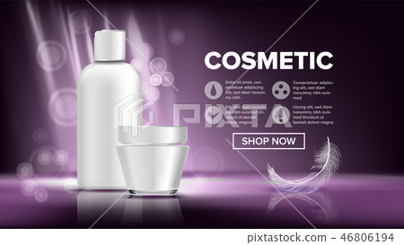 Cosmetic Bottle Package Vector. Sale Flyer. Empty Plastic. White Package. 3D Mockup Realistic 46806194