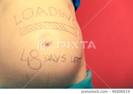 Pregnant woman belly with drawings 46806619