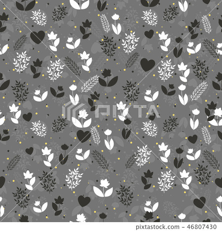 Seamless floral pattern with plant silhouettes Seamless floral pattern with plant silhouettes 46807430