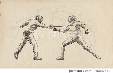 Fencing - An hand drawn illustration. 46807579
