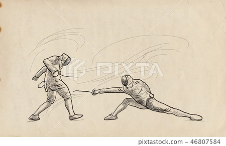 Fencing - An hand drawn illustration. 46807584