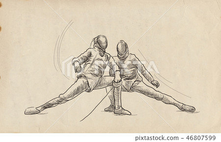 Fencing - An hand drawn illustration. 46807599