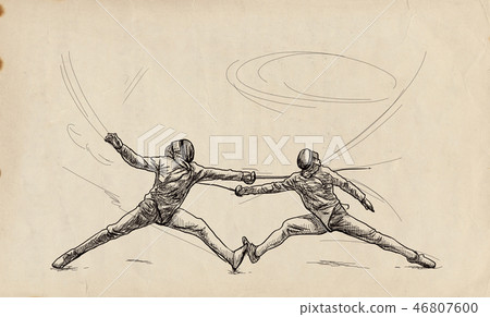 Fencing - An hand drawn illustration. 46807600