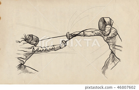 Fencing - An hand drawn illustration. 46807602