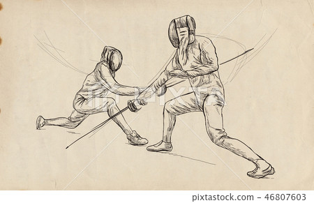 Fencing - An hand drawn illustration. 46807603