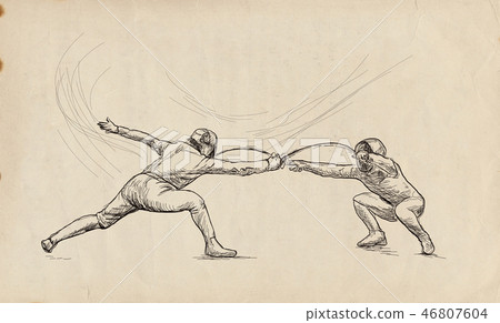 Fencing - An hand drawn illustration. 46807604