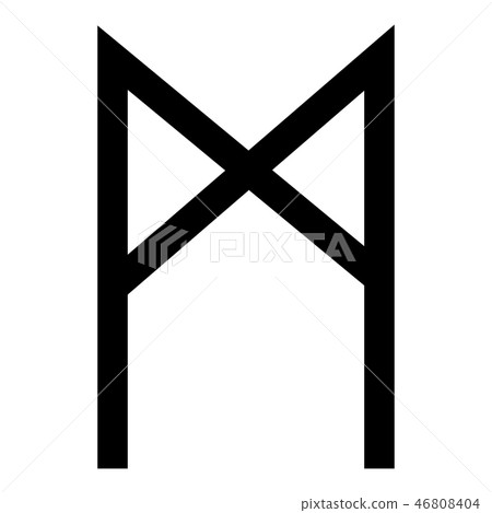 Mannaz rune man human symbol icon black color Mannaz rune man human symbol icon black color 46808404