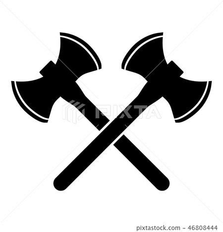 Two double-faced viking axes icon black color 46808444