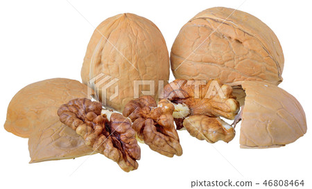 Walnut crack close up isolated Walnut crack close up isolated 46808464