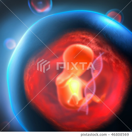 Embryo trapped in a bubble with a DNA strand Embryo trapped in a bubble with a DNA strand 46808569