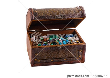 vintage jewelry box on white background 46808786