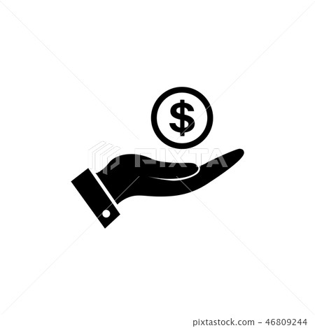 Vector money in hand icon in black. Vector money in hand icon in black. 46809244