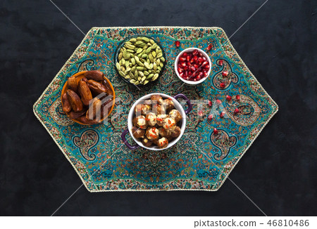 Arabic meatballs with bulgur. View from the top. 46810486