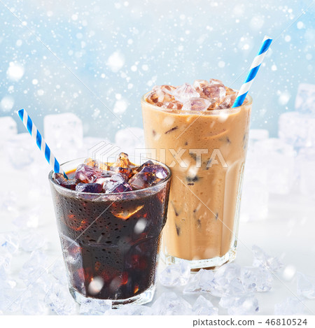 Winter drink iced coffee in a glass Winter drink iced coffee in a glass 46810524