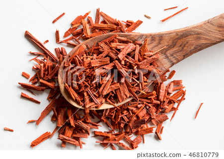 Sandalwood on a wooden spoon on a white background 46810779
