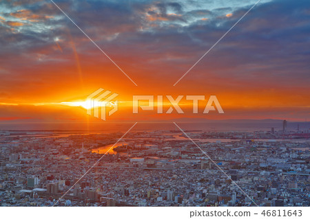 [從阿倍野Harukas天文台（日落）觀看] Abeno Suji，Abeno-ku，大阪府，大阪府 46811643