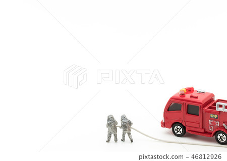 Fire brigade and fire engine: firefighters and fire truck 46812926