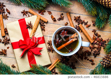 Cup of tea with star anise and cinnamon Cup of tea with star anise and cinnamon 46813886