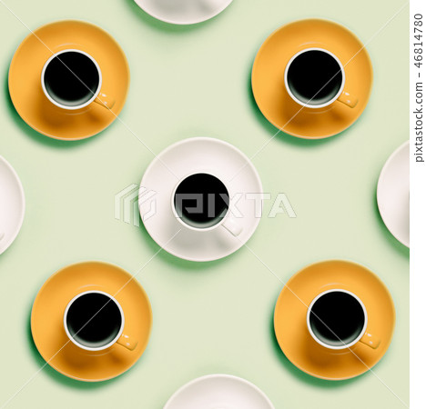 Yellow and White Cups of black coffee 46814780