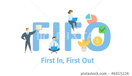 FIFO, first in, first out. Concept with keywords, letters and icons. Flat vector illustration 46815226