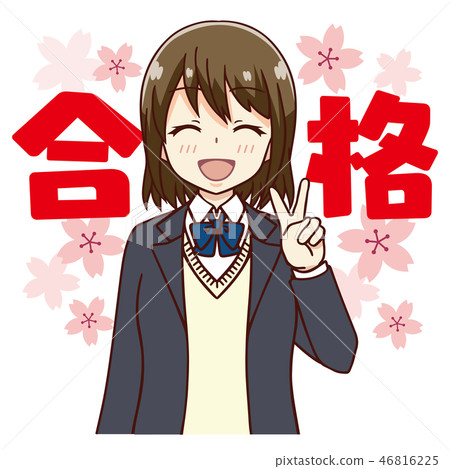 Female student pass pass announcement piece cherry blossom 46816225