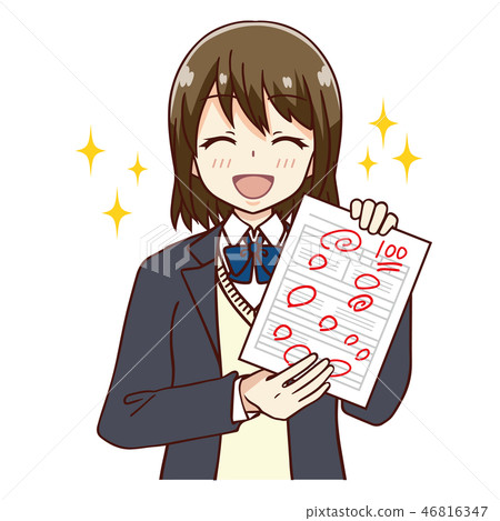 Female student test 100 points - Stock Illustration [46816347] - PIXTA