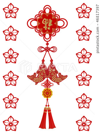 Chinese Lucky. China tied. Charm of the wolf. Image of Spring Festival. Image material of Chinese New Year. Lucky thing of the old calendar. 46817397