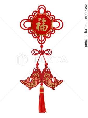 Chinese Lucky. China tied. Charm of the wolf. Image of Spring Festival. Image material of Chinese New Year. Lucky thing of the old calendar. 46817398