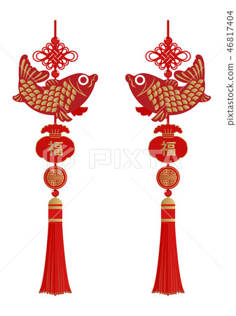 Chinese Lucky. China tied. Charm of the wolf. Image of Spring Festival. Image material of Chinese New Year. Lucky thing of the old calendar. 46817404