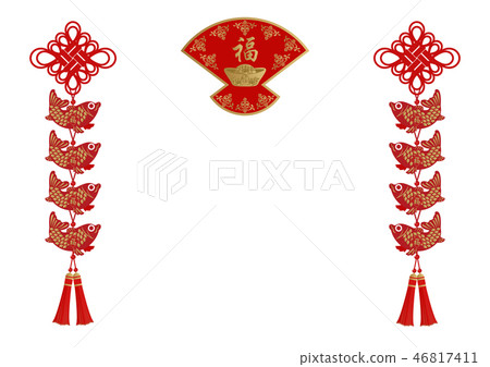 Chinese Lucky. China tied. Charm of the wolf. Image of Spring Festival. Image material of Chinese New Year. Lucky thing of the old calendar. 46817411