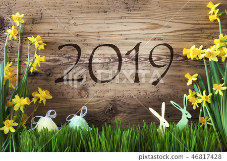 Easter Decoration, Gras, Text 2019 Easter Decoration, Gras, Text 2019 46817428
