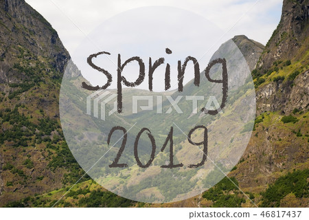 Valley And Mountain In Norway, Text Spring 2019 Valley And Mountain In Norway, Text Spring 2019 46817437