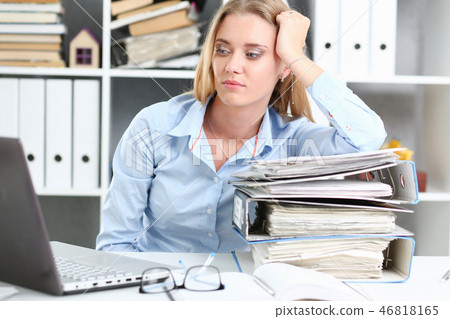 Lot of work wait for tired and exhausted woman 46818165