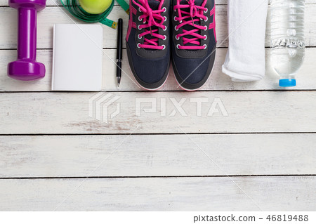 Fitness healthy concept,sneakers,apple,water Fitness healthy concept,sneakers,apple,water 46819488