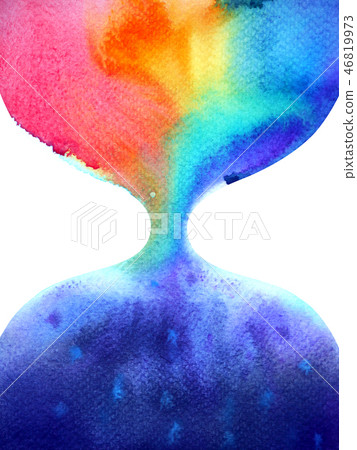 hourglass rainbow color blue watercolor painting 46819973