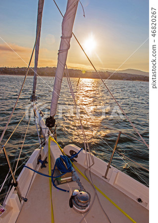 Sunset view from the top of the yacht 46820267
