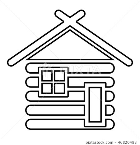 Wooden House Barn With Wood Modular Log Cabins Stock
