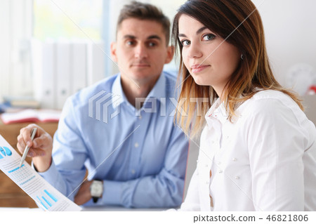 Beautiful smiling businesswoman portrait at workplace Beautiful smiling businesswoman portrait at workplace 46821806