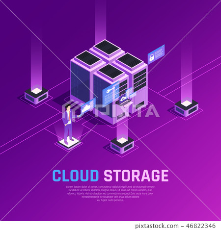 Cloud Storage Isometric Background 46822346