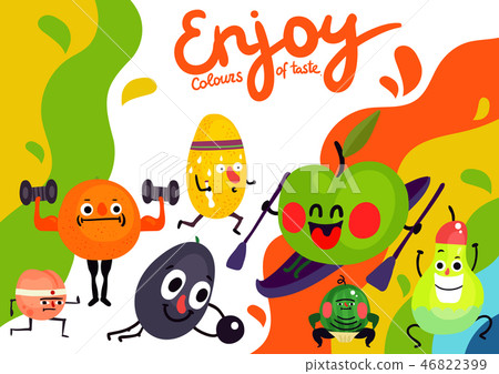 Cartoon Funny Fruits Illustration Cartoon Funny Fruits Illustration 46822399