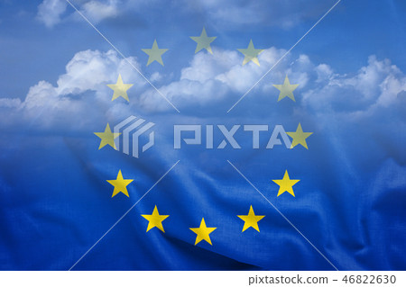 Half-transparent EU flag with white clouds Half-transparent EU flag with white clouds 46822630