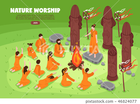 Nature Worship Isometric Background Nature Worship Isometric Background 46824077
