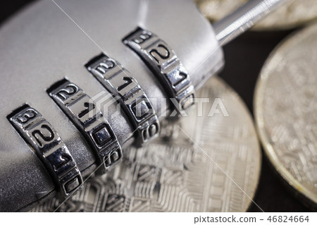 Combination pad lock password security encryption. 46824664